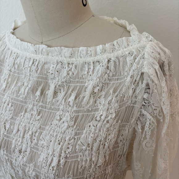Doen Lace Raquella Dress NWT Salt (cream) Smocked Bodycon Coquette L - Picture 3 of 13